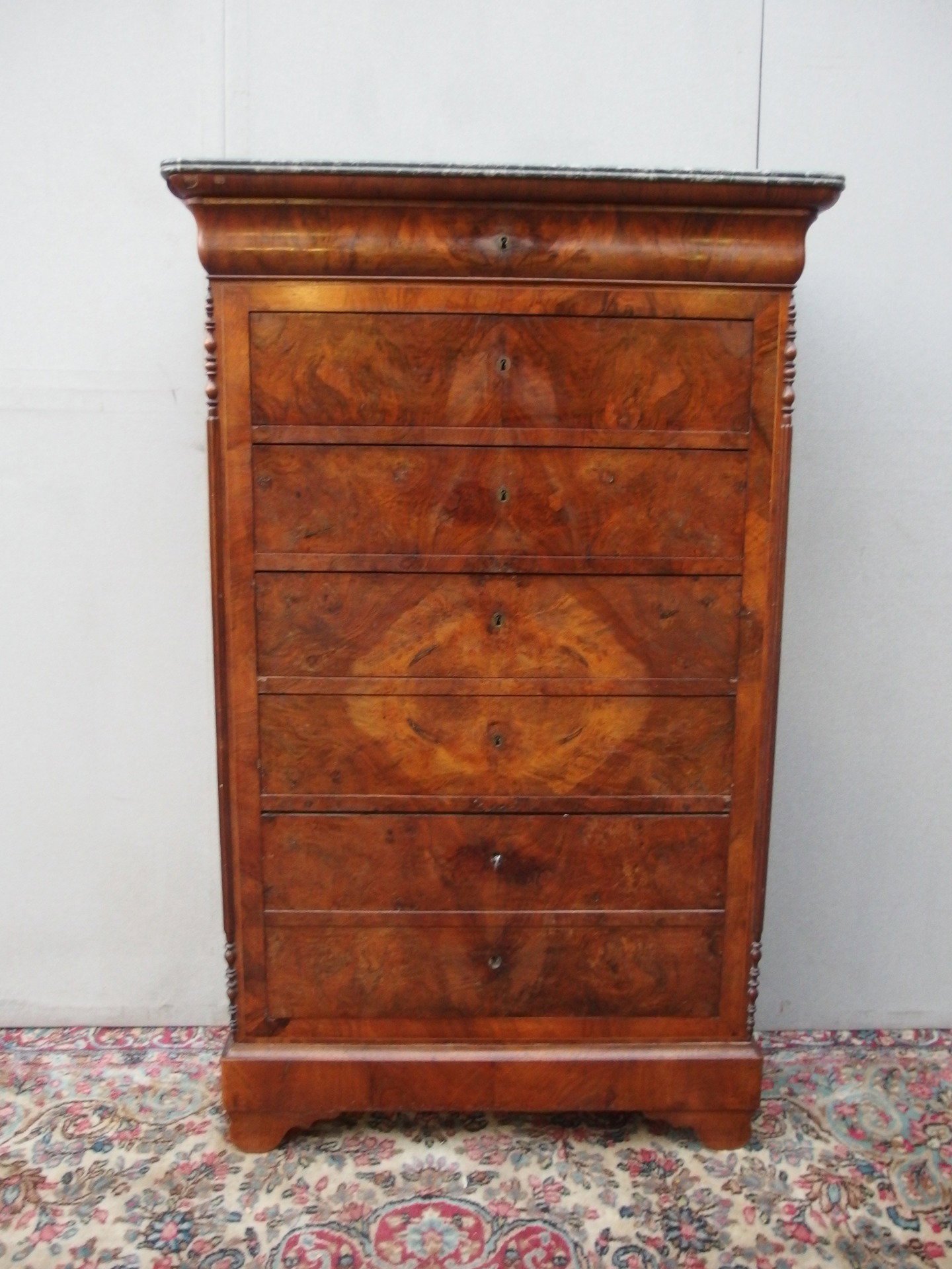 SETTIMANALE A CAPPUCCINO LASTRONATO IN NOCE STILE LUIGI FILIPPO 800 cm 97xP44xH156